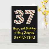 ハッピークリスマス37誕生日&メリークリスマス,名前をカスタムする カード (黄色い花)