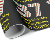 ハッピークリスマス37誕生日&メリークリスマス,名前をカスタムする ラッピングペーパー (ロールコーナー)