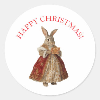 ハッピークリスマス うさぎ ラウンドシール