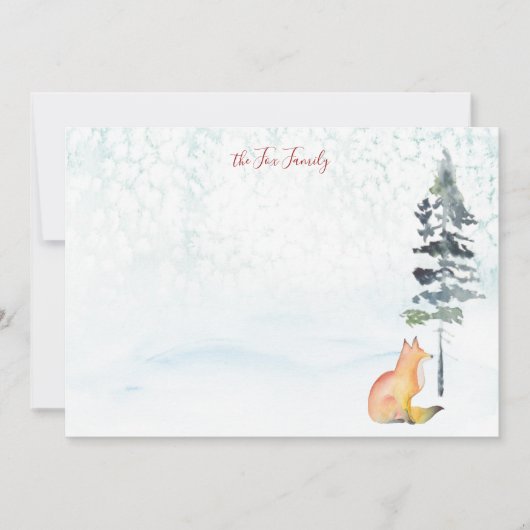 ハッピークリスマス ウィッシュ パーソナライズド フォックス ノートカード (正面)