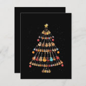 ハッピークリスマス|ウクレレ楽器クリスマスツリー サンキューカード (正面/裏面)