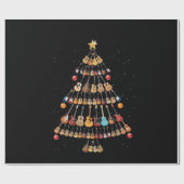 ハッピークリスマス|ウクレレ楽器クリスマスツリー ラッピングペーパー (フラット)