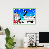 「ハッピークリスマス」サンタクロース ポスター (ホームオフィス)
