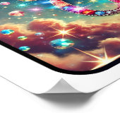 ハッピークリスマス：ダイヤモンドが散りばめられた空のお祝い ポスター (角)