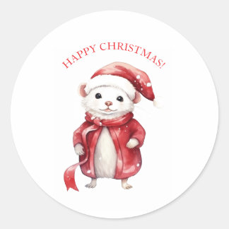 ハッピークリスマス ネズミ ステッカー