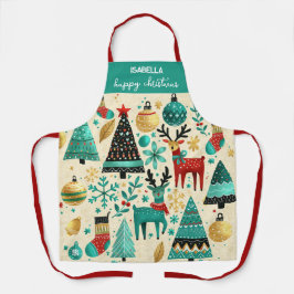 ハッピークリスマス – フェスティバルツリー&トナカイ エプロン