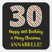ハッピークリスマス&メリークリスマス,名前をカスタムする スクエアシール (正面)