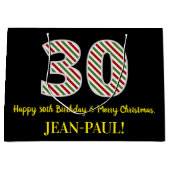 ハッピークリスマス&メリークリスマス,名前をカスタムする ラージペーパーバッグ (正面)