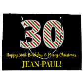 ハッピークリスマス&メリークリスマス,名前をカスタムする ラージペーパーバッグ (裏面)