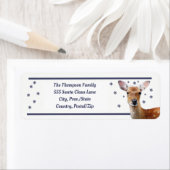 ハッピークリスマス – 雪の鹿 ラベル (インサイチュ)