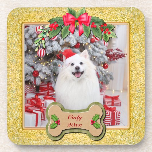 ハッピークリスマス I Woof You オリジナル犬グッズ コースター (正面)