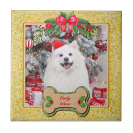 ハッピークリスマス I Woof You オリジナル犬グッズ タイル