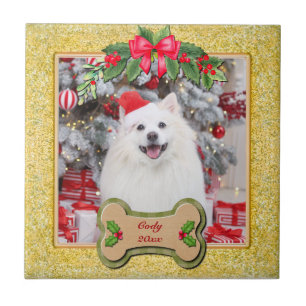 ハッピークリスマス I Woof You オリジナル犬グッズ タイル