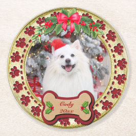 ハッピークリスマス I Woof You オリジナル犬グッズ ラウンドペーパーコースター