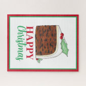 ハッピークリスマスUKイギリスのケーキスライス自家製 ジグソーパズル (横)
