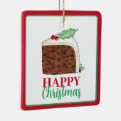 ハッピークリスマスUKイギリスのケーキスライス自家製 セラミックオーナメント (右)