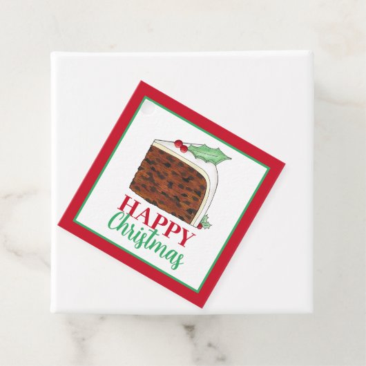 ハッピークリスマスUKイギリスのケーキスライス自家製 フェイバータグ (インサイチュ)