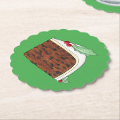 ハッピークリスマスUKイギリスのケーキスライス自家製 ペーパーコースター (アングル)