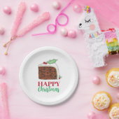 ハッピークリスマスUKイギリスのケーキスライス自家製 ペーパープレート (パーティー)