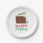 ハッピークリスマスUKイギリスのケーキスライス自家製 ペーパープレート (正面)