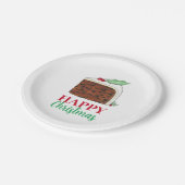 ハッピークリスマスUKイギリスのケーキスライス自家製 ペーパープレート (アングル)