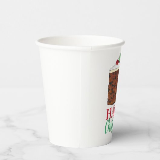 ハッピークリスマスUKイギリスのケーキスライス自家製 紙コップ (右)