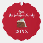 ハッピークリスマスUKブリティッシュケーキスライスフェスティバル オーナメントカード (裏面)