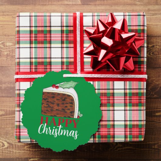 ハッピークリスマスUKブリティッシュケーキスライスフェスティバル オーナメントカード (インサイチュ (ギフト))