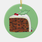 ハッピークリスマスUKブリティッシュケーキスライスフェスティバル セラミックオーナメント (正面)