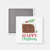 ハッピークリスマスUKブリティッシュケーキスライスフェスティバル マグネット (正面/裏面)