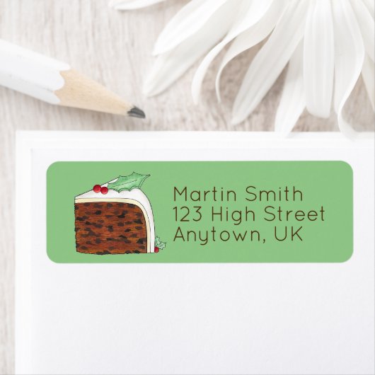 ハッピークリスマスUKブリティッシュケーキスライスフェスティバル ラベル (インサイチュ)