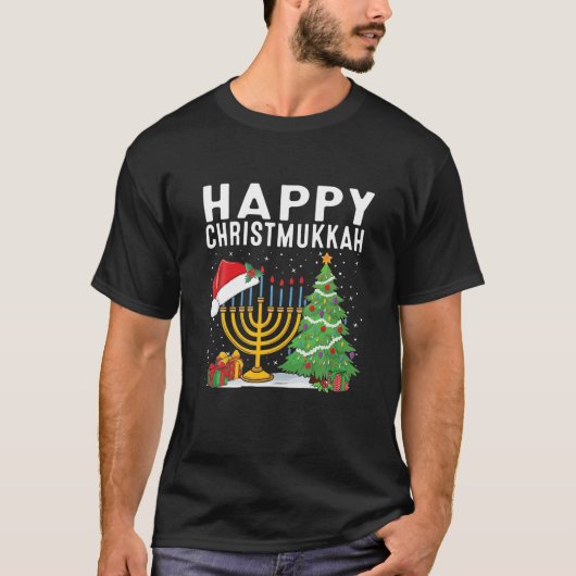ハッピークリスムカおもしろいーハヌッカクリスマスユダヤ人 Tシャツ (正面)