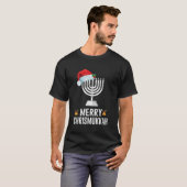 ハッピークリスムカおもしろいー・ハヌカーとクリスマスGIF Tシャツ (正面フル)