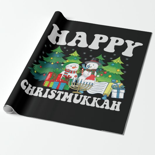 ハッピークリスムカおもしろいーHanukkahクリスマスプレゼント ラッピングペーパー (アンロールド)