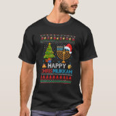 ハッピークリスムカジュエドハヌカフハヌカー（ユダヤ教の祭り）醜い Tシャツ (正面)