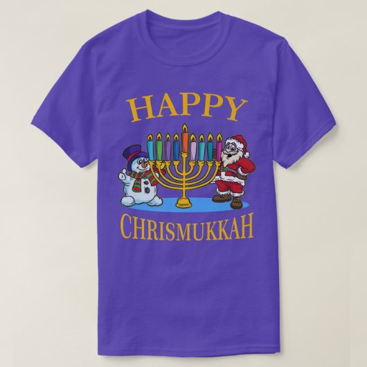 ハッピークリスムカハヌッカクリスマスお祝い Tシャツ (デザイン正面)