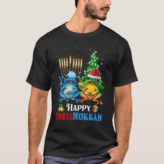 ハッピークリスムカフクリスマスハヌカフエル Tシャツ (正面)