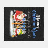 ハッピークリスムカユダヤ人クリスマスハヌカー フリースブランケット (正面(横))