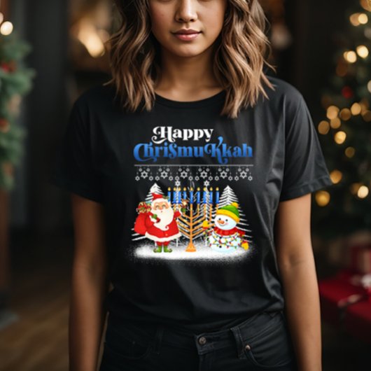 ハッピークリスムカユダヤ人クリスマスハヌカー Tシャツ