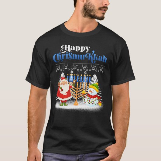 ハッピークリスムカユダヤ人クリスマスハヌカー Tシャツ (正面)