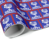 ハッピークリスムッカホリデー(ユダヤ教)メノラーサンタハットギフト ラッピングペーパー (ロールコーナー)