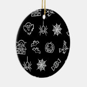 ハッピークリーミーなハロウィーンパターン – ブラック セラミックオーナメント (右)