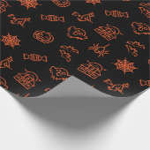 ハッピークリーミーなハロウィーンパターン – ブラック ラッピングペーパー (角)