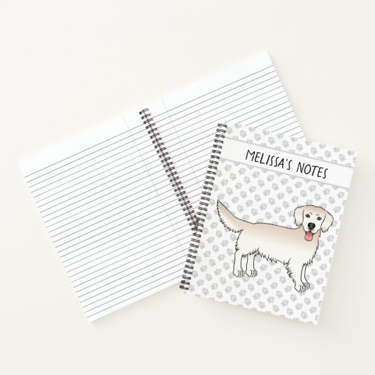 ハッピークリームゴールデンレトリバーと前足と文字 ノートブック (内部)