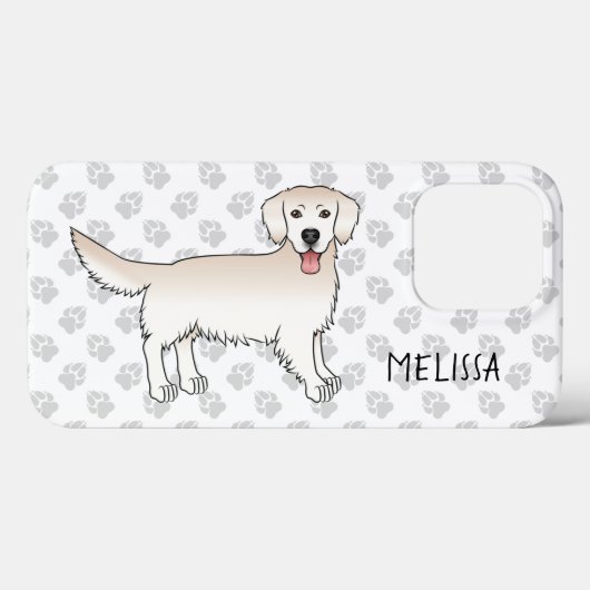ハッピークリームゴールデンレトリバーと手と名前 Case-Mate iPhoneケース (裏面 (横))