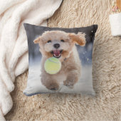🐕ハッピークリームプードルパピーテニスピロー クッション (ブランケット)