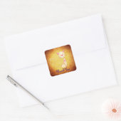 ハッピークリーム色の猫とハートありがとう スクエアシール (封筒)