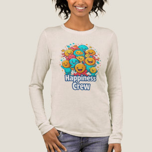 ハッピークルー – かわいい&うれしそうな長袖ティー トライブレンドTシャツ