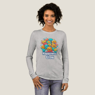 ハッピークルー – かわいい&うれしそうな長袖ティー トライブレンドTシャツ