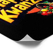 ハッピークワンザクリスマスアフロアメリカハッピークワンザ ポスター (角)